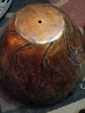 Handcrafted Copper-Tone Decorative Lampshade Or Chandelier- Rustic Orange Brown